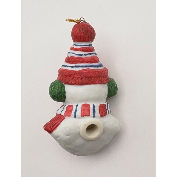 Vintage Light Up Snowman Christmas Tree Ornament Ear Muffs Scarf Ceramic - Picture 2 of 7